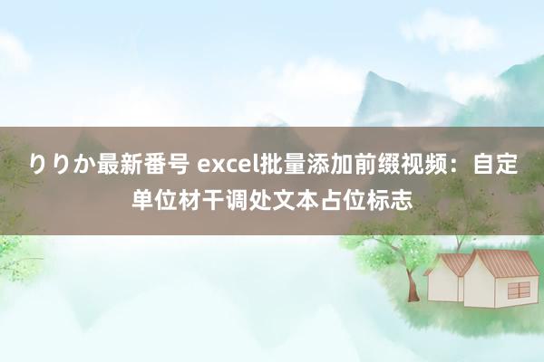 りりか最新番号 excel批量添加前缀视频：自定单位材干调处文本占位标志