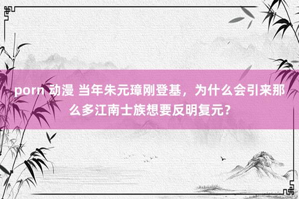 porn 动漫 当年朱元璋刚登基，为什么会引来那么多江南士族想要反明复元？