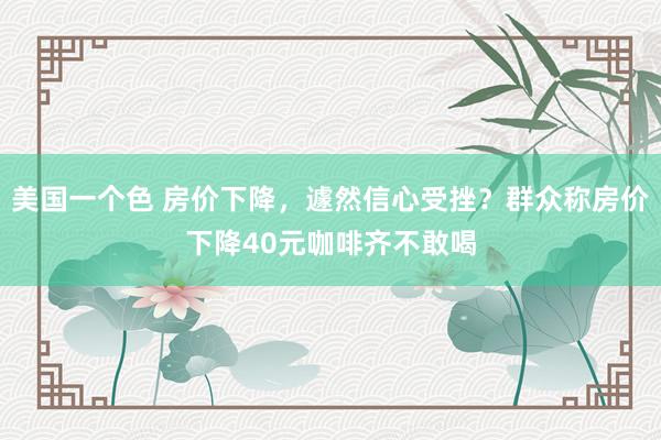 美国一个色 房价下降，遽然信心受挫？群众称房价下降40元咖啡齐不敢喝