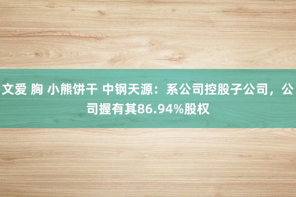 文爱 胸 小熊饼干 中钢天源：系公司控股子公司，公司握有其86.94%股权