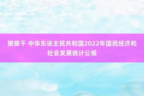 狠狠干 中华东谈主民共和国2022年国民经济和社会发展统计公报