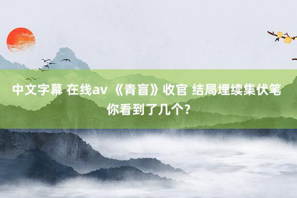 中文字幕 在线av 《青盲》收官 结局埋续集伏笔 你看到了几个？